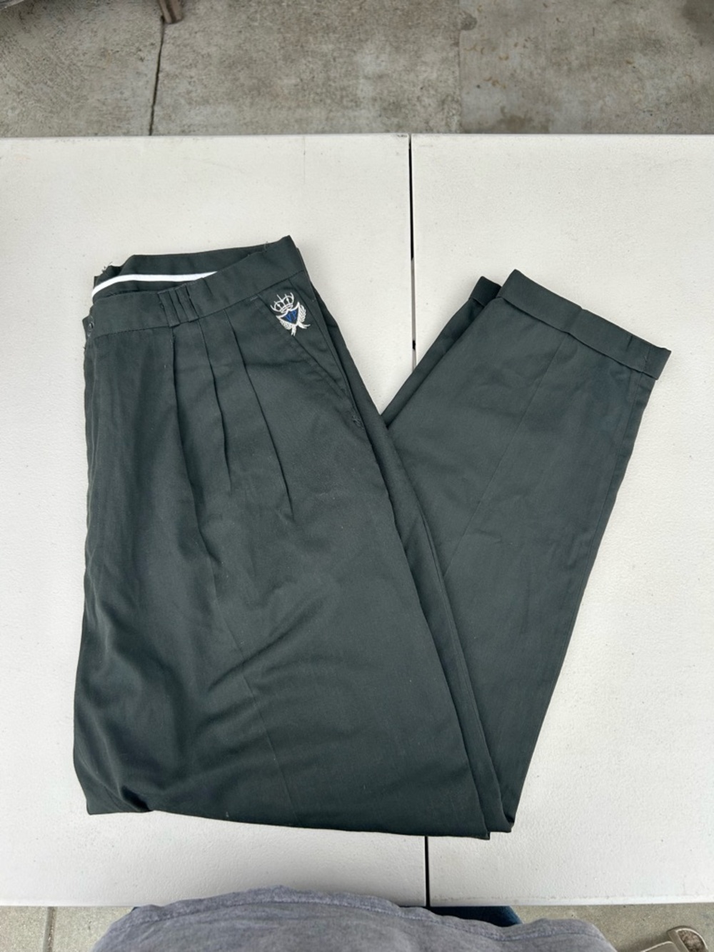 Tailored Pleated Men's Dress Pants in Deep Green